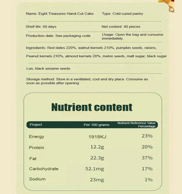 【0 Sugar, Free Tasting】Astragalus and Codonopsis Eight Treasures Cake